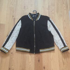 Dex. Varsity Bomber Jacket with Lace Overlay. Size 2X.